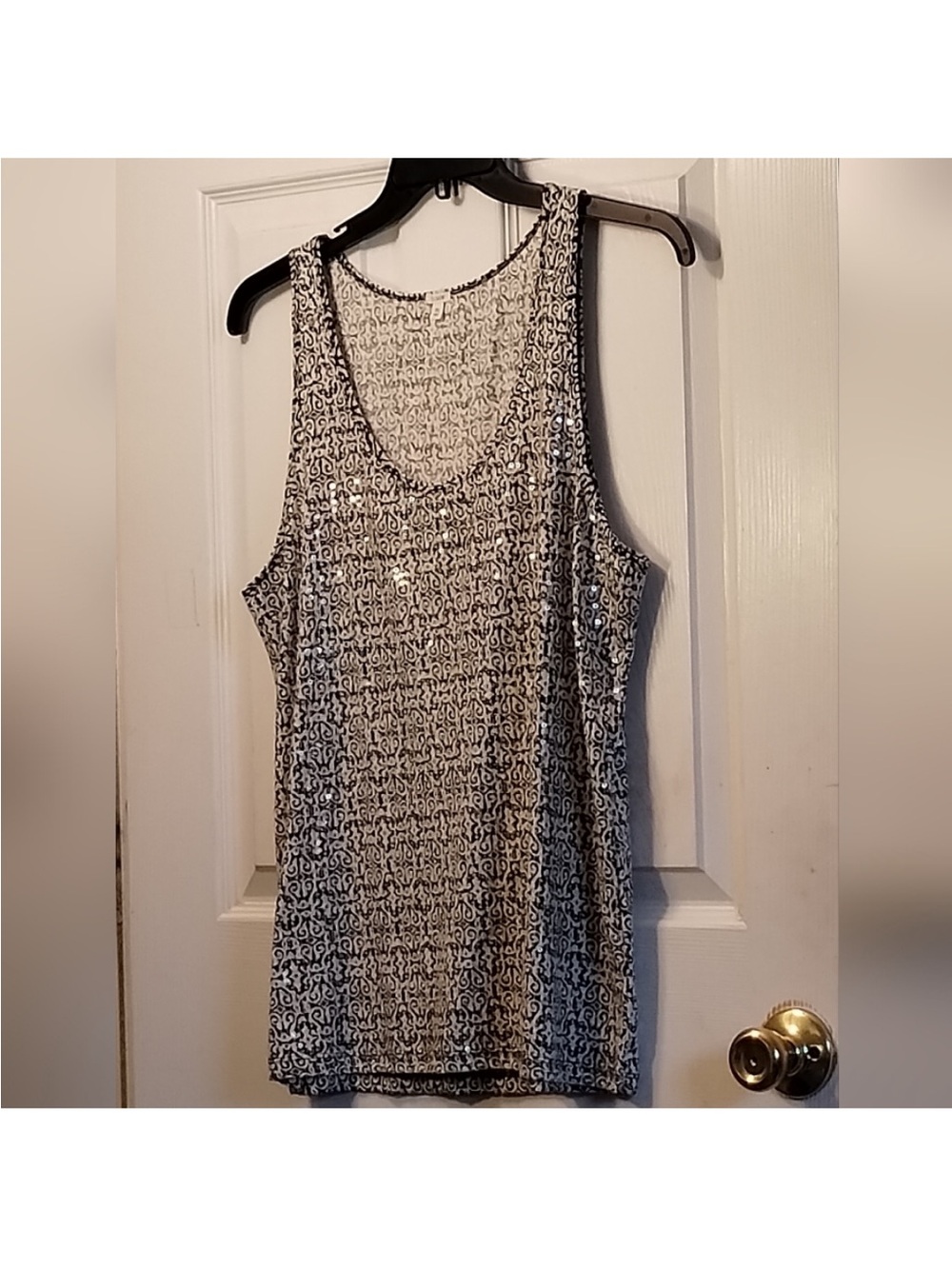 J. Crew Black and White Sequin Tank